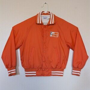 Vintage Fram Autolite Large Satin Jacket Windbreaker Spark Plugs Air Oil Filter